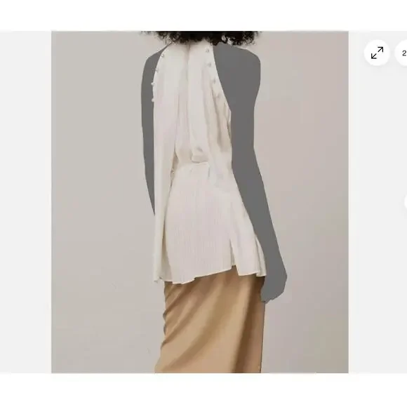 $789 Palmer//Harding Womens Ivory tenderness Detachable Button-Up Shirt top - Picture 4 of 12